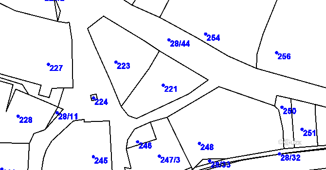 Parcela st. 221 v KÚ Deblín, Katastrální mapa
