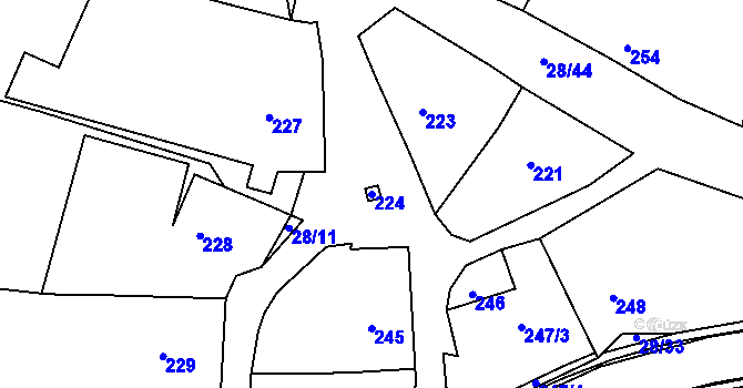 Parcela st. 224 v KÚ Deblín, Katastrální mapa
