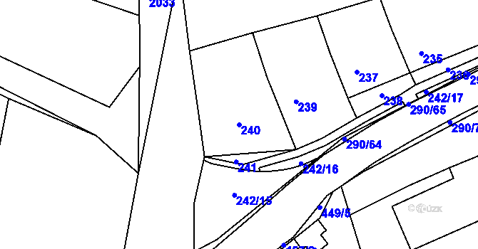 Parcela st. 240 v KÚ Deblín, Katastrální mapa