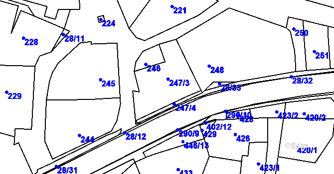 Parcela st. 247 v KÚ Deblín, Katastrální mapa