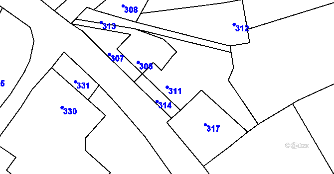 Parcela st. 311 v KÚ Deblín, Katastrální mapa