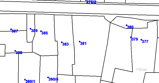 Parcela st. 381 v KÚ Deblín, Katastrální mapa