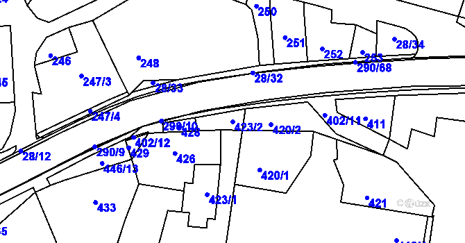 Parcela st. 423/2 v KÚ Deblín, Katastrální mapa