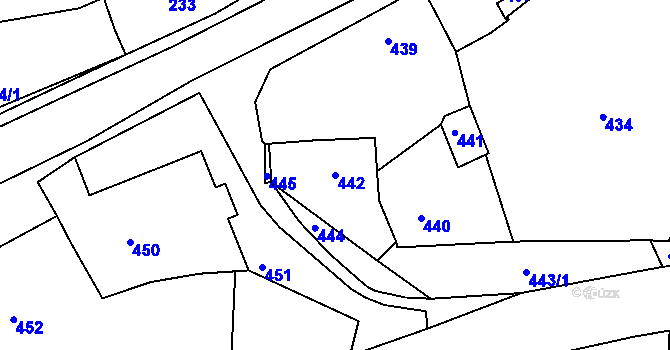 Parcela st. 442 v KÚ Deblín, Katastrální mapa