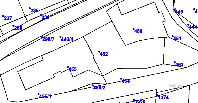 Parcela st. 452 v KÚ Deblín, Katastrální mapa