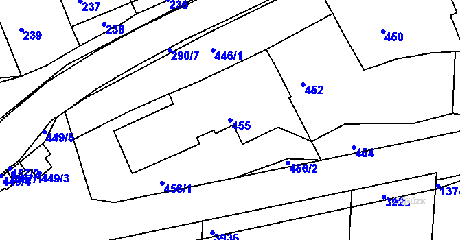 Parcela st. 455 v KÚ Deblín, Katastrální mapa