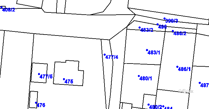 Parcela st. 477/4 v KÚ Deblín, Katastrální mapa
