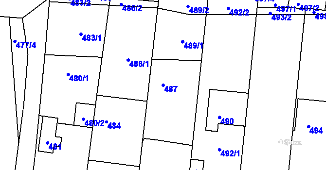 Parcela st. 487 v KÚ Deblín, Katastrální mapa