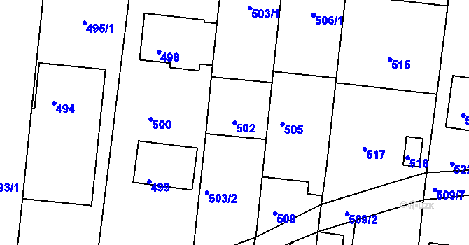 Parcela st. 502 v KÚ Deblín, Katastrální mapa