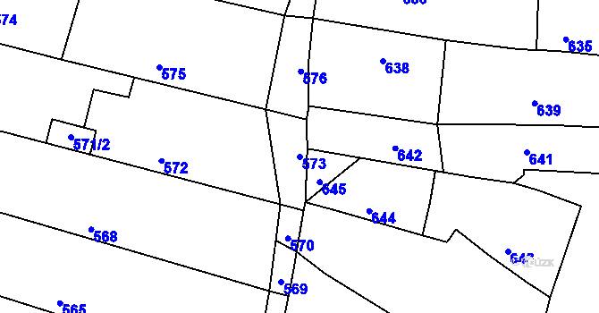 Parcela st. 573 v KÚ Deblín, Katastrální mapa