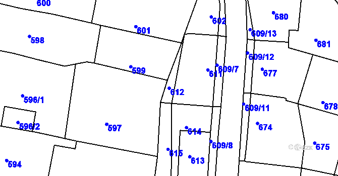 Parcela st. 612 v KÚ Deblín, Katastrální mapa