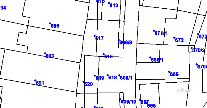 Parcela st. 616 v KÚ Deblín, Katastrální mapa