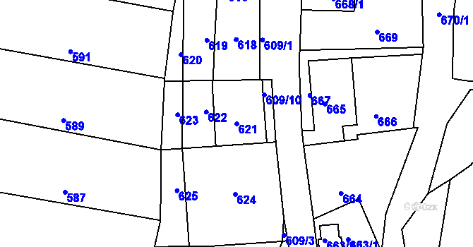 Parcela st. 621 v KÚ Deblín, Katastrální mapa