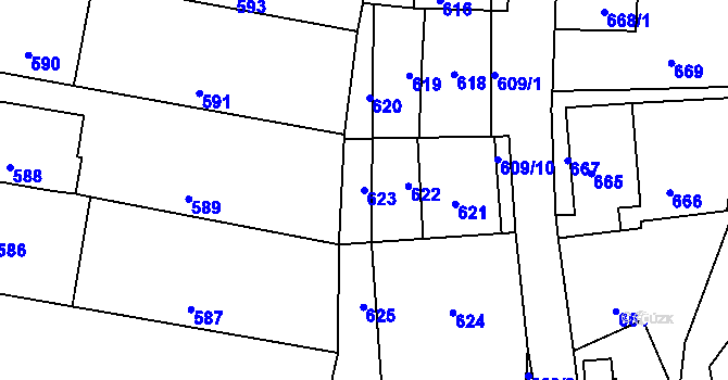 Parcela st. 623 v KÚ Deblín, Katastrální mapa