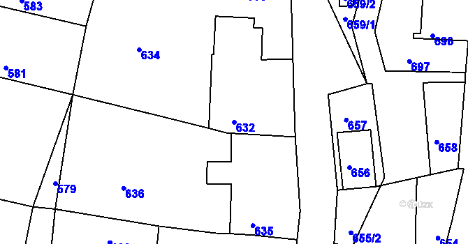 Parcela st. 632 v KÚ Deblín, Katastrální mapa