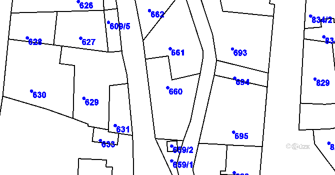Parcela st. 660 v KÚ Deblín, Katastrální mapa