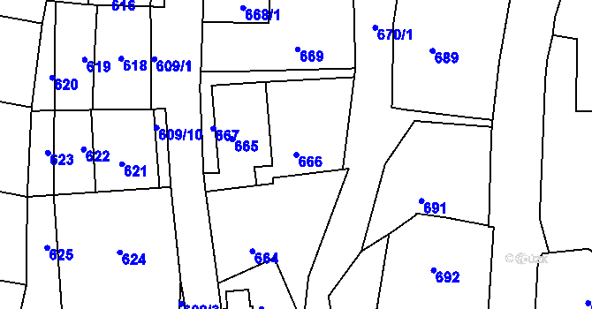 Parcela st. 666 v KÚ Deblín, Katastrální mapa