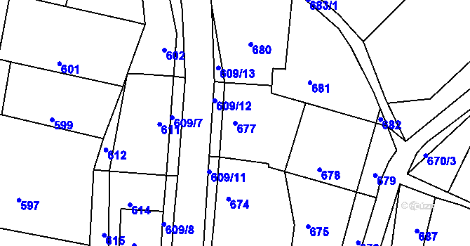 Parcela st. 677 v KÚ Deblín, Katastrální mapa