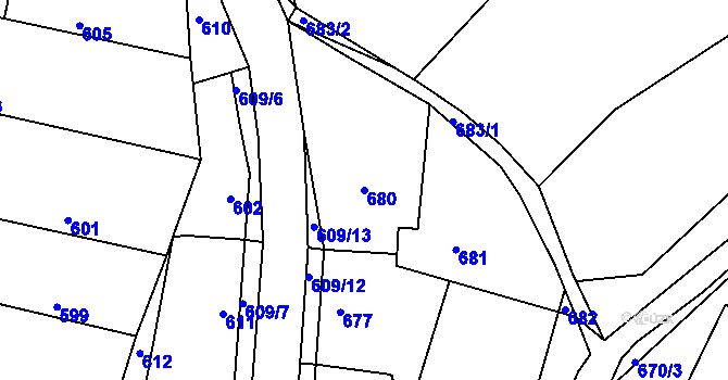 Parcela st. 680 v KÚ Deblín, Katastrální mapa