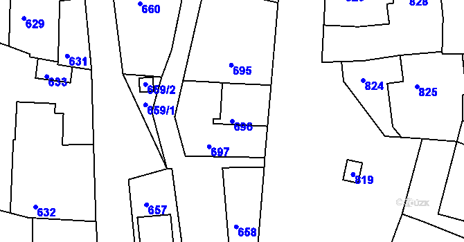 Parcela st. 696 v KÚ Deblín, Katastrální mapa