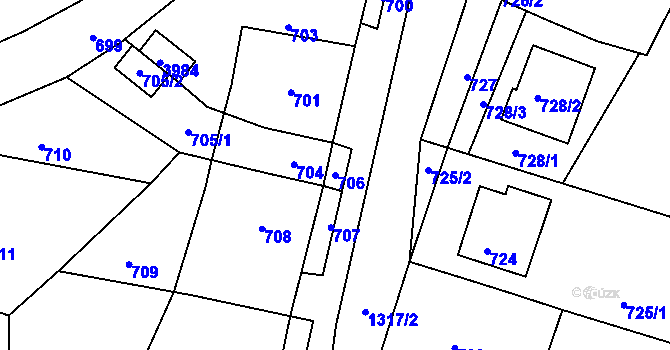 Parcela st. 706 v KÚ Deblín, Katastrální mapa