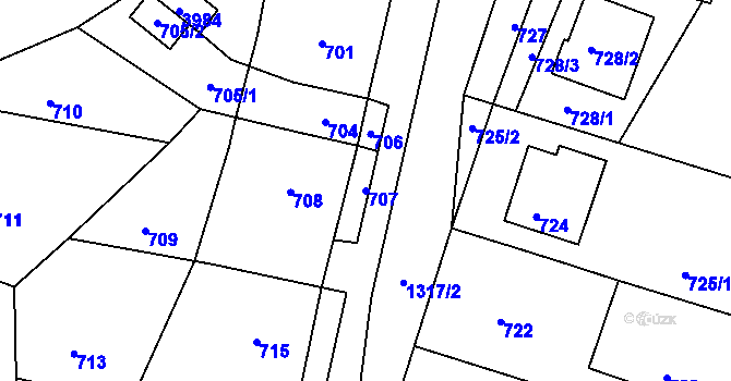 Parcela st. 707 v KÚ Deblín, Katastrální mapa
