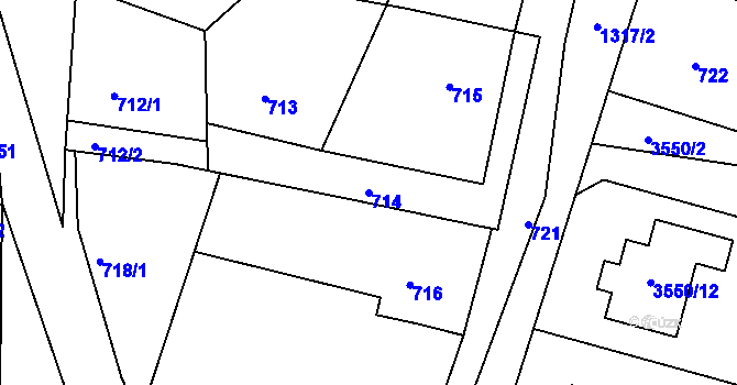 Parcela st. 714 v KÚ Deblín, Katastrální mapa