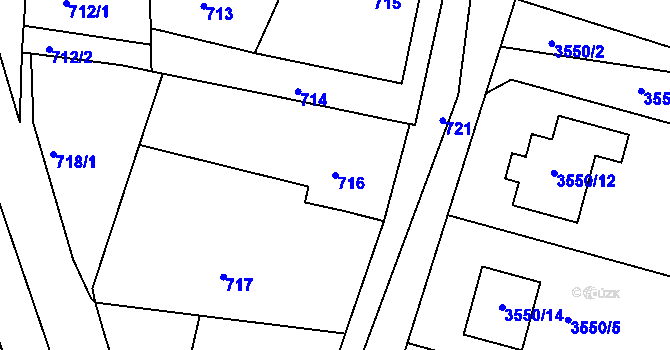 Parcela st. 716 v KÚ Deblín, Katastrální mapa