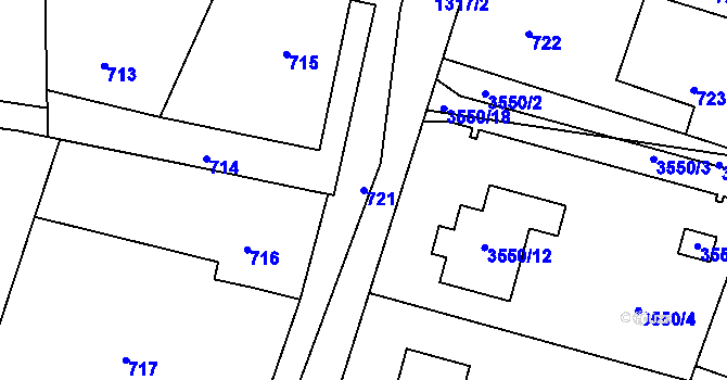 Parcela st. 721 v KÚ Deblín, Katastrální mapa