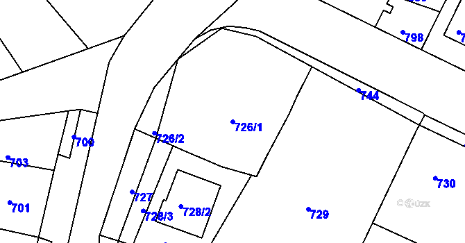 Parcela st. 726/1 v KÚ Deblín, Katastrální mapa