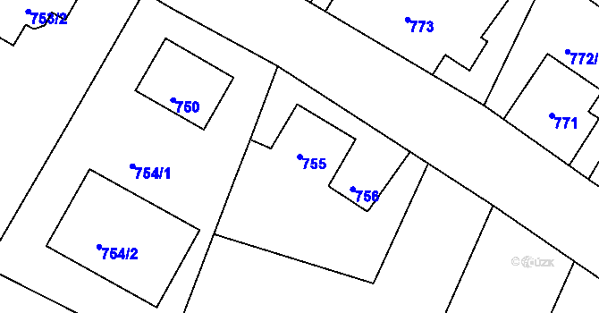Parcela st. 755 v KÚ Deblín, Katastrální mapa