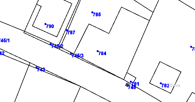 Parcela st. 784 v KÚ Deblín, Katastrální mapa
