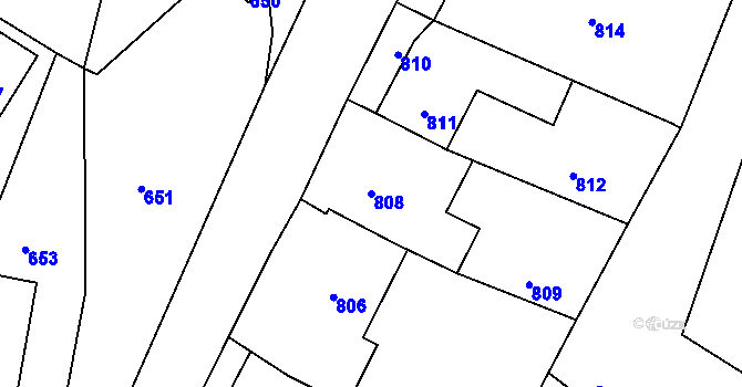 Parcela st. 808 v KÚ Deblín, Katastrální mapa