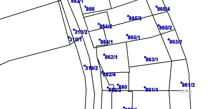 Parcela st. 862/1 v KÚ Deblín, Katastrální mapa