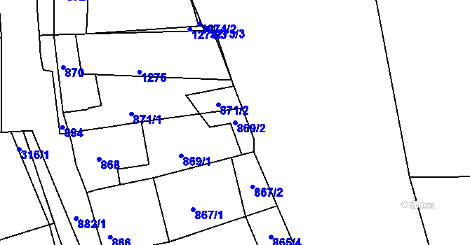 Parcela st. 869/2 v KÚ Deblín, Katastrální mapa