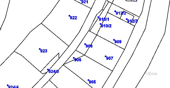 Parcela st. 908 v KÚ Deblín, Katastrální mapa