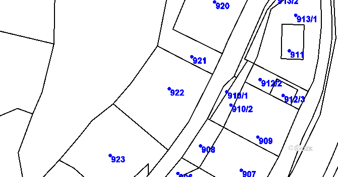 Parcela st. 922 v KÚ Deblín, Katastrální mapa