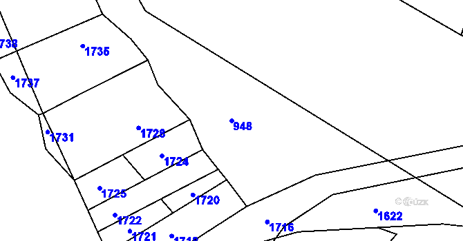 Parcela st. 948 v KÚ Deblín, Katastrální mapa