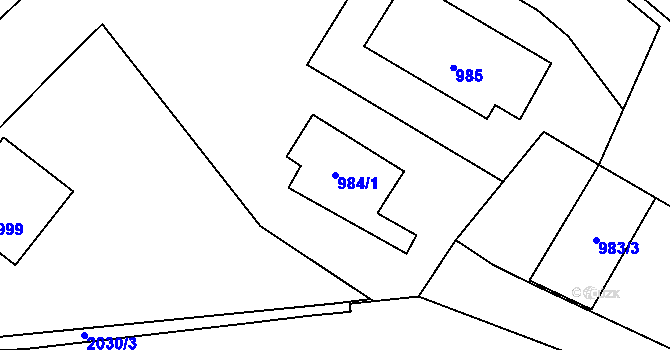 Parcela st. 984/1 v KÚ Deblín, Katastrální mapa