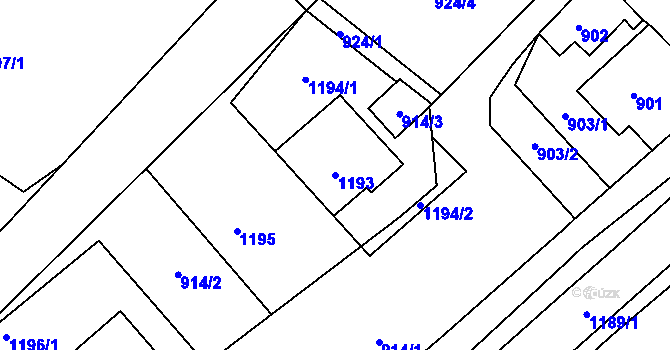 Parcela st. 1193 v KÚ Deblín, Katastrální mapa