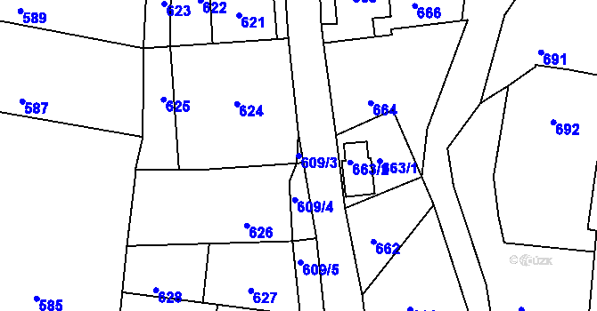 Parcela st. 609/3 v KÚ Deblín, Katastrální mapa