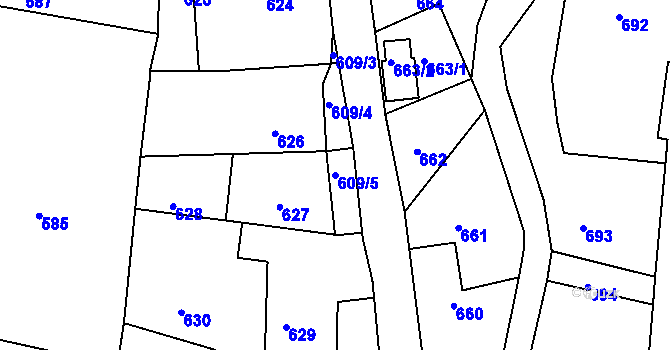 Parcela st. 609/5 v KÚ Deblín, Katastrální mapa