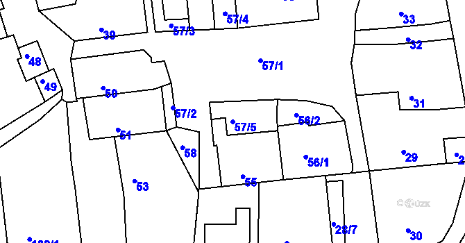 Parcela st. 57/5 v KÚ Deblín, Katastrální mapa