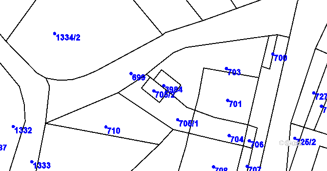 Parcela st. 3984 v KÚ Deblín, Katastrální mapa