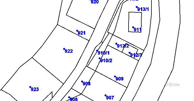 Parcela st. 910/1 v KÚ Deblín, Katastrální mapa