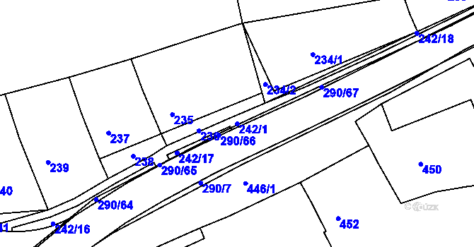 Parcela st. 242/1 v KÚ Deblín, Katastrální mapa