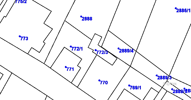 Parcela st. 772/3 v KÚ Deblín, Katastrální mapa