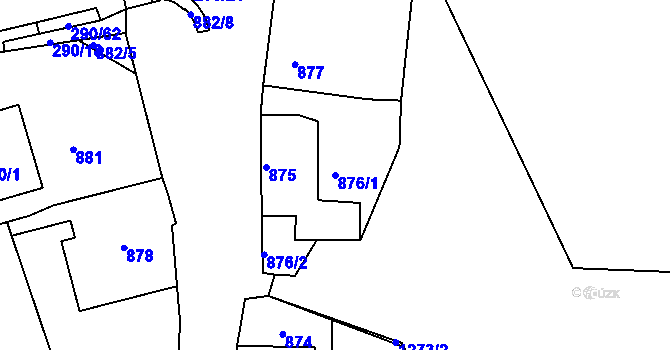 Parcela st. 876/1 v KÚ Deblín, Katastrální mapa