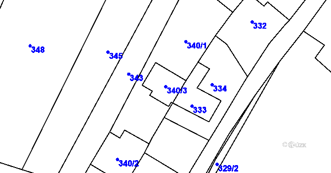 Parcela st. 340/3 v KÚ Deblín, Katastrální mapa