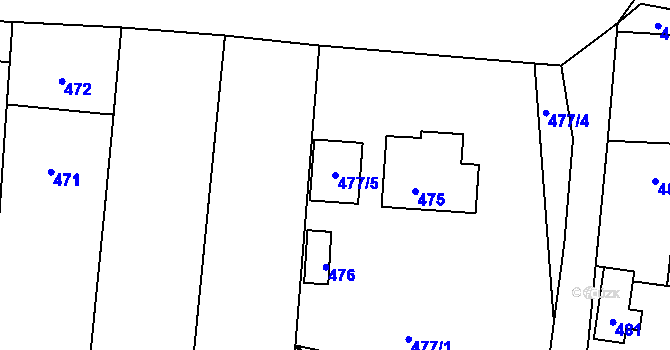 Parcela st. 477/5 v KÚ Deblín, Katastrální mapa